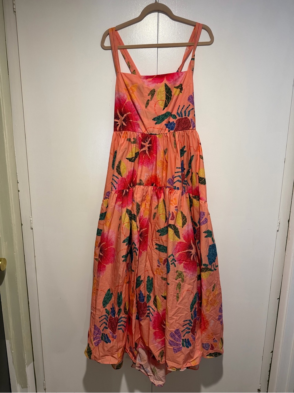 FARM Rio Coral Floral Tiered Sundress